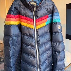 Marine Layer Kids Puffer Jacket with Rainbow Stripes